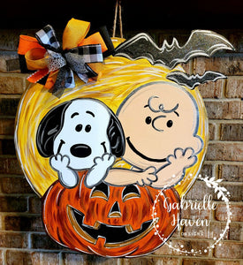 Snoopy Door Hanger, Charlie Brown Door Hanger, Halloween Door ...