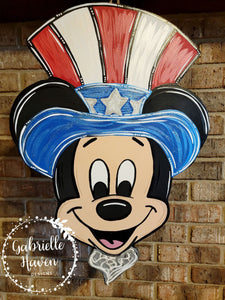 Uncle Sam Door Hanger Mickey Door Hanger, Patriotic Door Hanger, Summer Door Hanger, Disney Door Hanger