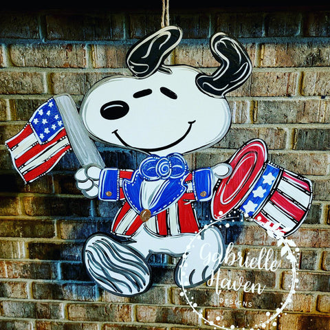 Patriotic Door Hanger, Uncle Sam Door Hanger, Snoopy Door Hanger, Red White Blue Door Decor