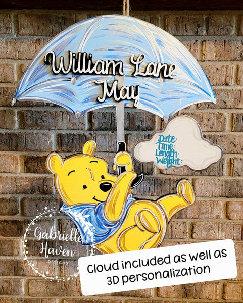 Winnie the Pooh Baby Sign (cloud stats piece included)