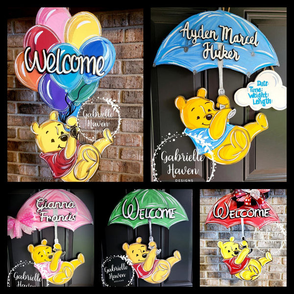 Winnie the Pooh Baby Sign (cloud stats piece included)