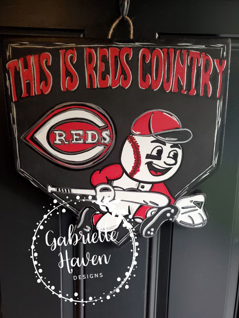 Cincinnati Reds Baseball Door Hanger, Reds Country, Baseball Door