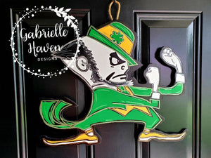 Football Door Hanger, Fighting Irish Door Sign, Notre Dame Wood Sign, Man Cave Decor, College Sports