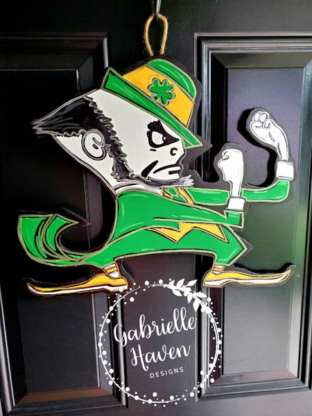 Football Door Hanger, Fighting Irish Door Sign, Notre Dame Wood Sign, Man Cave Decor, College Sports