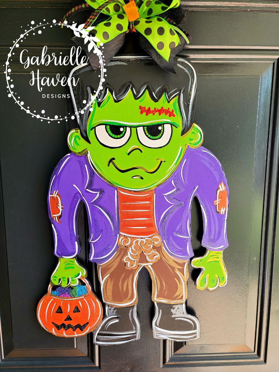 Frankenstein Door Hanger, Halloween Door Hanger, Frankenstein Yard Sign, Halloween Yard Art, Trick or Treat Sign