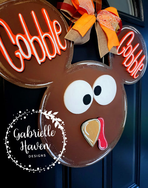 Turkey Door Hanger, Gobble Gobble Door Sign, Thanksgiving Door Hanger, Fall Door Hanger