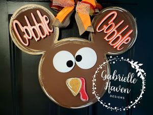 Turkey Door Hanger, Gobble Gobble Door Sign, Thanksgiving Door Hanger, Fall Door Hanger