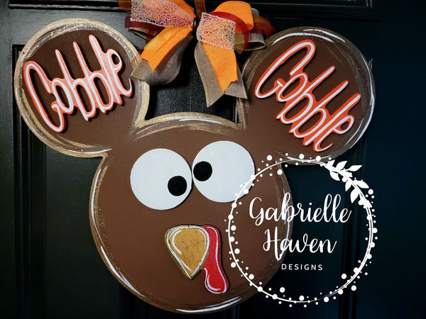 Turkey Door Hanger, Gobble Gobble Door Sign, Thanksgiving Door Hanger, Fall Door Hanger