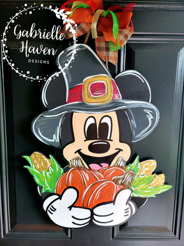 Pilgrim Door Hanger, Thanksgiving Door Hanger, Mickey Pilgrim, Disney Thanksgiving Door Hanger Sign