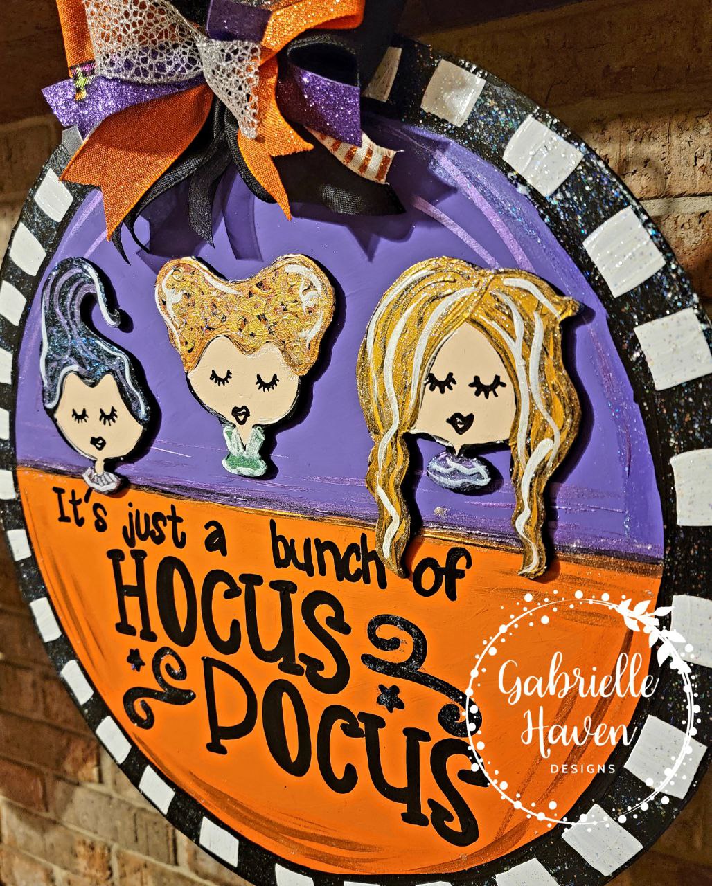 Hocus Pocus 3 Sisters Striped Border Sign