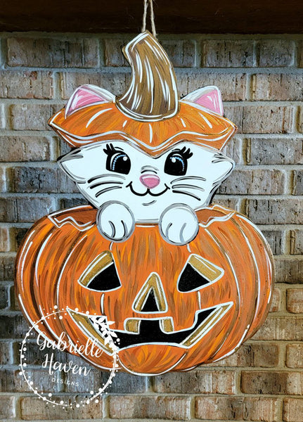 Halloween Door Hanger, Marie Door Hanger, Pumpkin Door Hanger