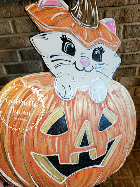 Halloween Door Hanger, Marie Door Hanger, Pumpkin Door Hanger