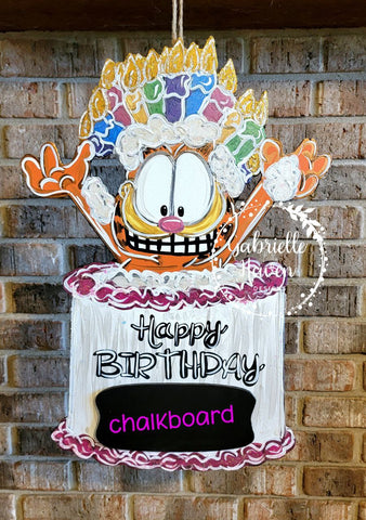 Garfield Door Hanger, Birthday Door Hanger, Chalkboard Door Hanger