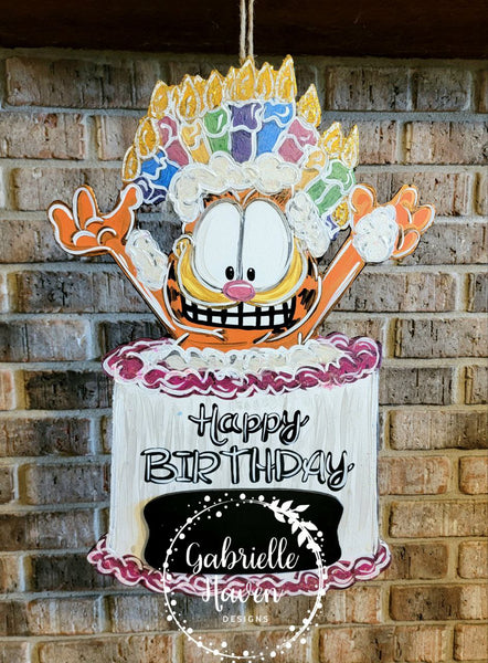 Garfield Door Hanger, Birthday Door Hanger, Chalkboard Door Hanger