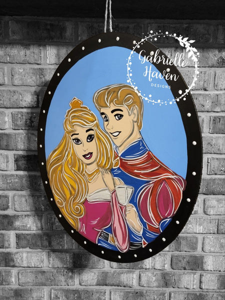 Sleeping Beauty Aurora Door Hanger Sign, Disney Front Door Hanger Sign Decor