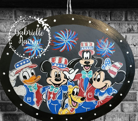 Disney Inspired Patriotic Door Hanger Sign, Front Door, Disney Inspired Summer Door Hanger Sign, Patriotic Door Hanger Sign