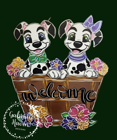 101 Dalmatians Flower Pot with Boy & Girl