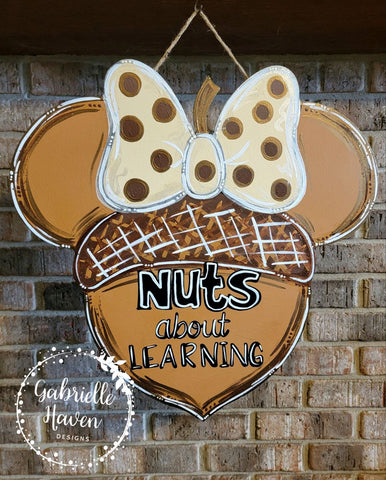 Fall Acorn Door Hanger, Minnie Inspired Fall Door Hanger, Front Door Sign, Teacher Door Hanger