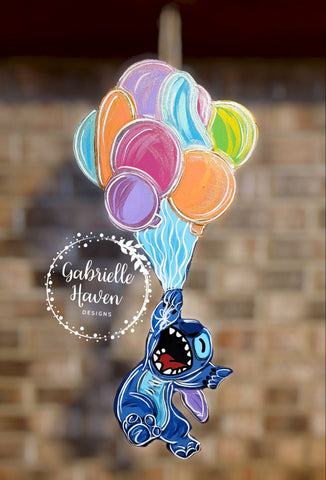 Stitch Door Hanger, Lilo Stitch Door Hanger, Disney Door Hanger, Welcome Sign, Balloons Door Hanger, Party Door Hanger