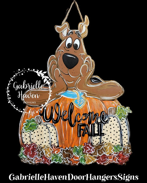 Scooby Doo Fall Pumpkin Door Hanger or Wall Sign