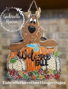 Scooby Doo Fall Pumpkin Door Hanger or Wall Sign