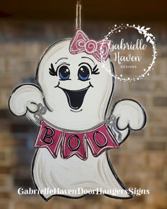 Halloween Ghost with Pink Banner