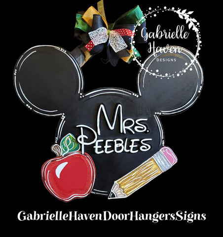 Mickey Inspired Teacher Classroom Sign with 3D personalization