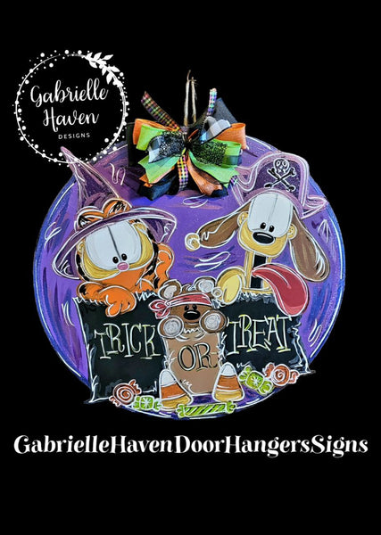 Garfield and Odie Halloween Door Hanger, Wall Sign or Outdoor Decor