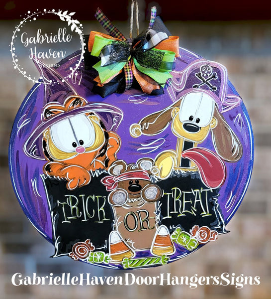 Garfield and Odie Halloween Door Hanger, Wall Sign or Outdoor Decor