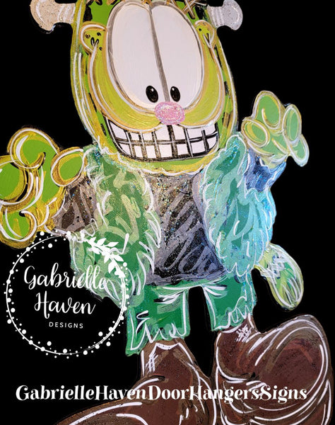 Garfield Frankenstein Halloween Door Hanger, Wall Sign or Outdoor Decor