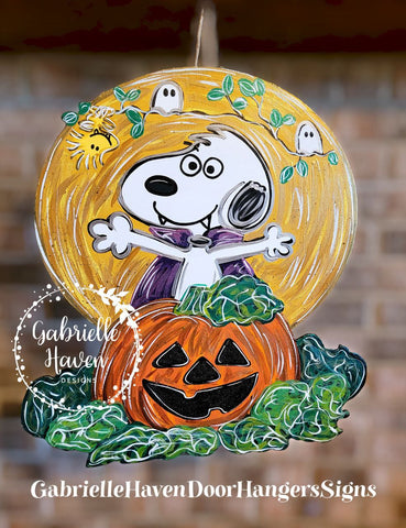 Snoopy Halloween Door Hanger, Wall Sign or Outdoor Decor