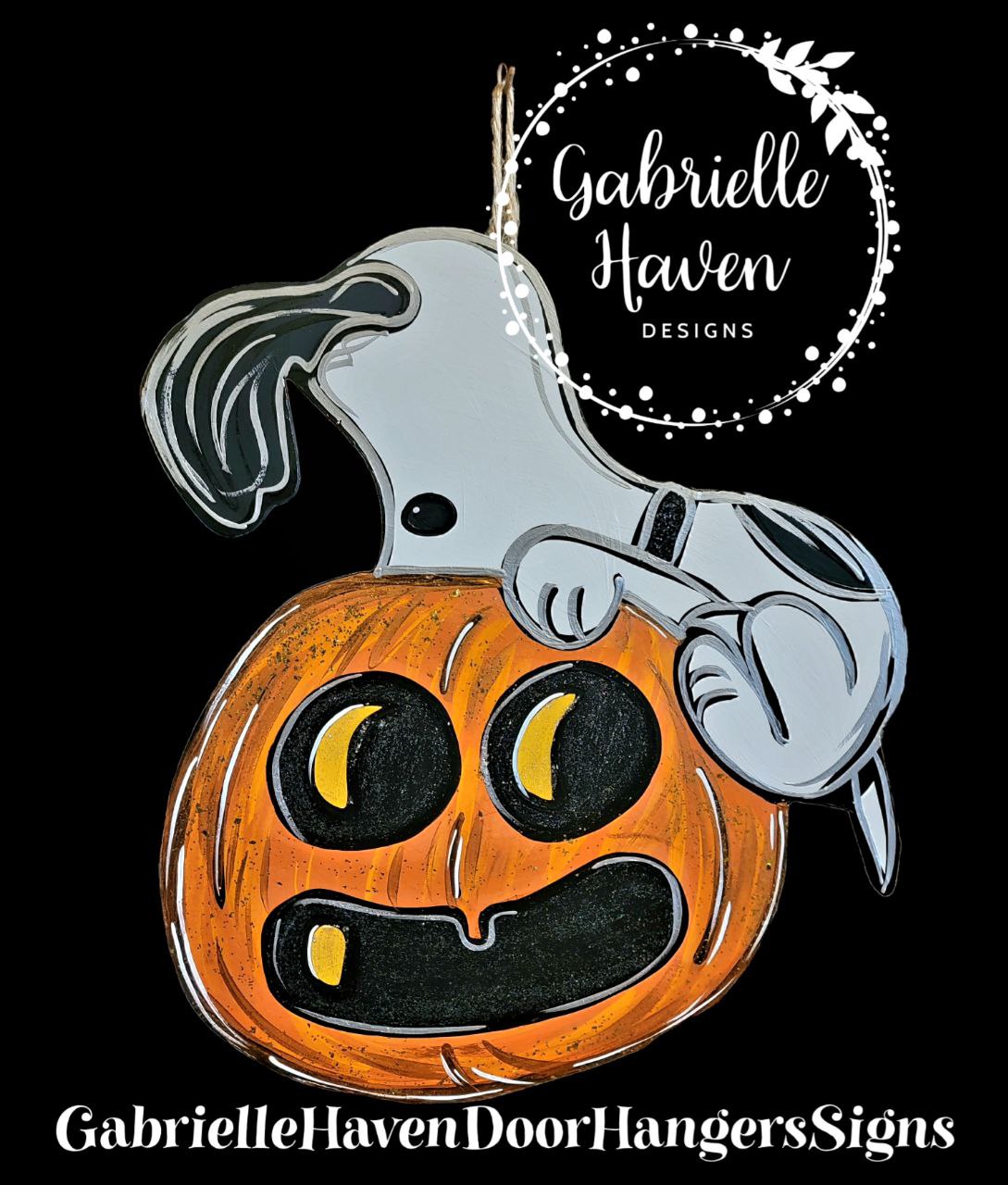 Snoopy Pumpkin Door Hanger, Wall Sign or Outdoor Decor