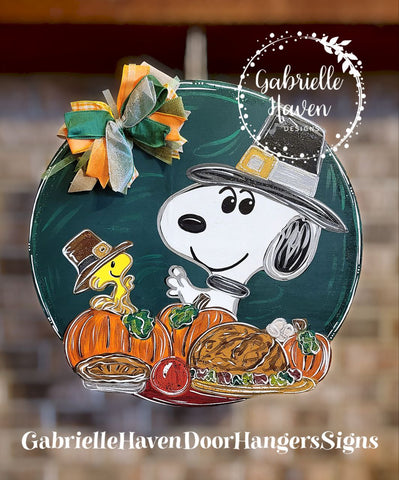 Snoopy Thanksgiving Door Hanger or Wall Sign