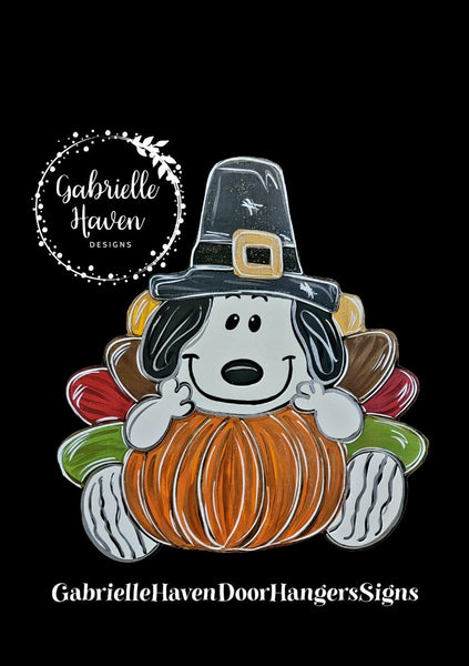 Thanksgiving Snoopy Turkey with Pumpkin & Pilgrim Hat