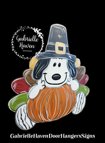 Thanksgiving Snoopy Turkey with Pumpkin & Pilgrim Hat