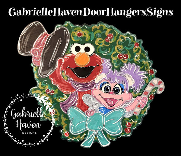 Elmo and Abby Christmas Wreath