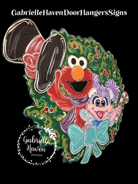 Elmo and Abby Christmas Wreath