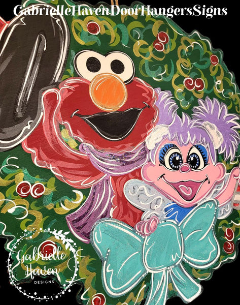 Elmo and Abby Christmas Wreath