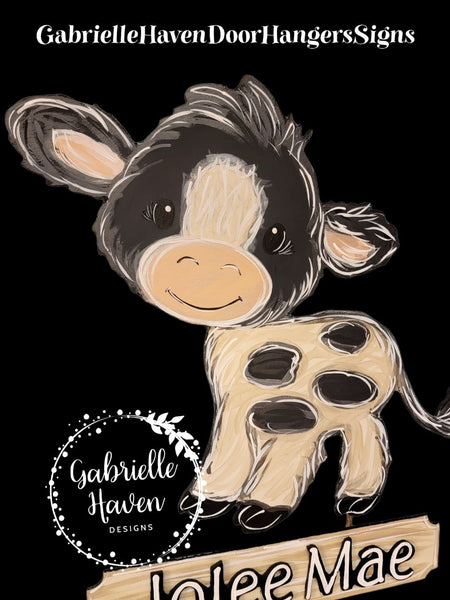 Baby Cow, Farm Animals Nursery (grey/black)