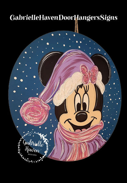 Winter Minnie Mouse Round (Snow)