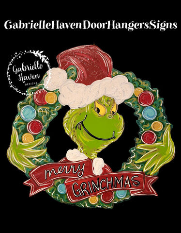 Grinch Merry Grinchmas Wreath (Aqua/Teal)