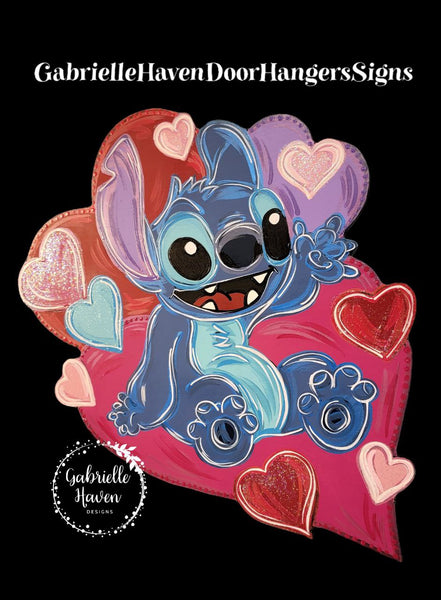 Stitch Valentine Hearts