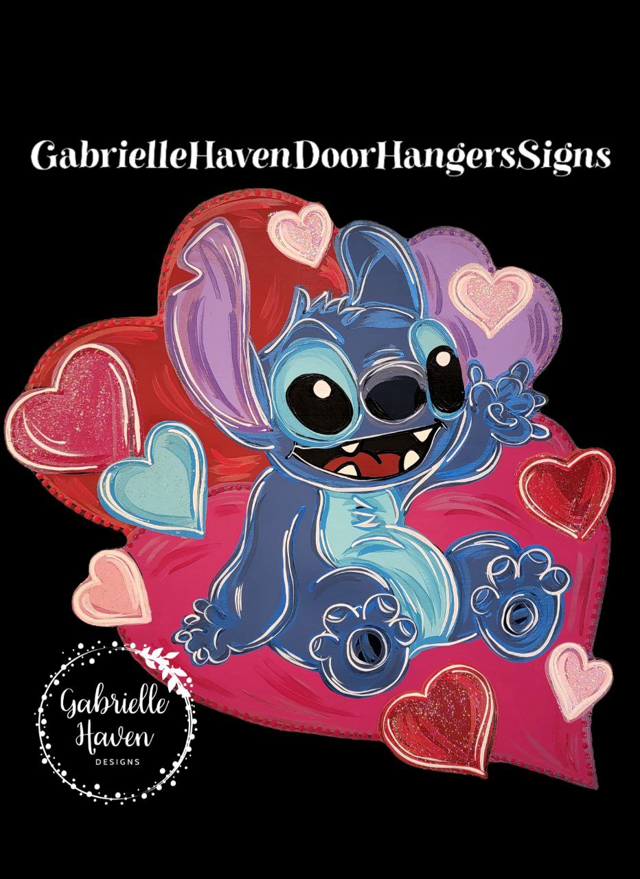 Stitch Valentine Hearts